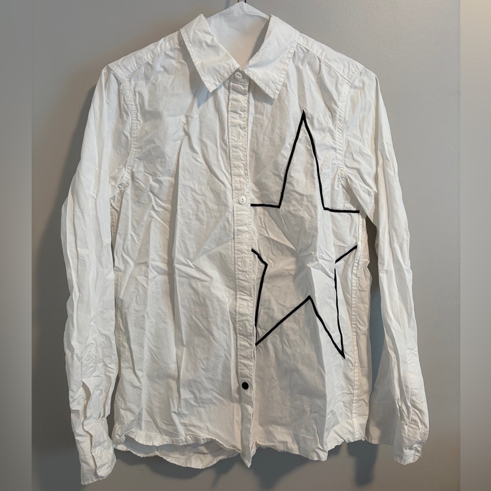 Current/Elliott White Shirt with Black Star Detail